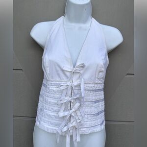 I.N.C. White Halter Top with Bow Details vintage